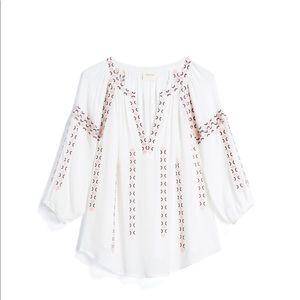 Embroidered gauzy top